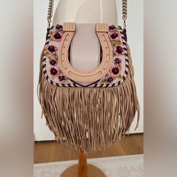 Floral Embroidered Fringe Shoulder Bag - Picture 2 of 6